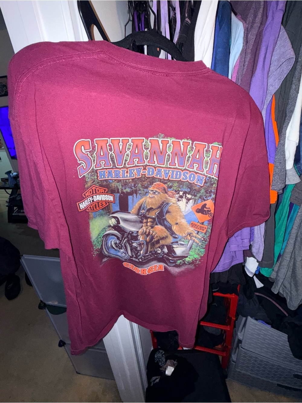 Savannah Harley-Davidson Big Foot Short Sleeve Tee - Burgundy - Picture 2 of 2